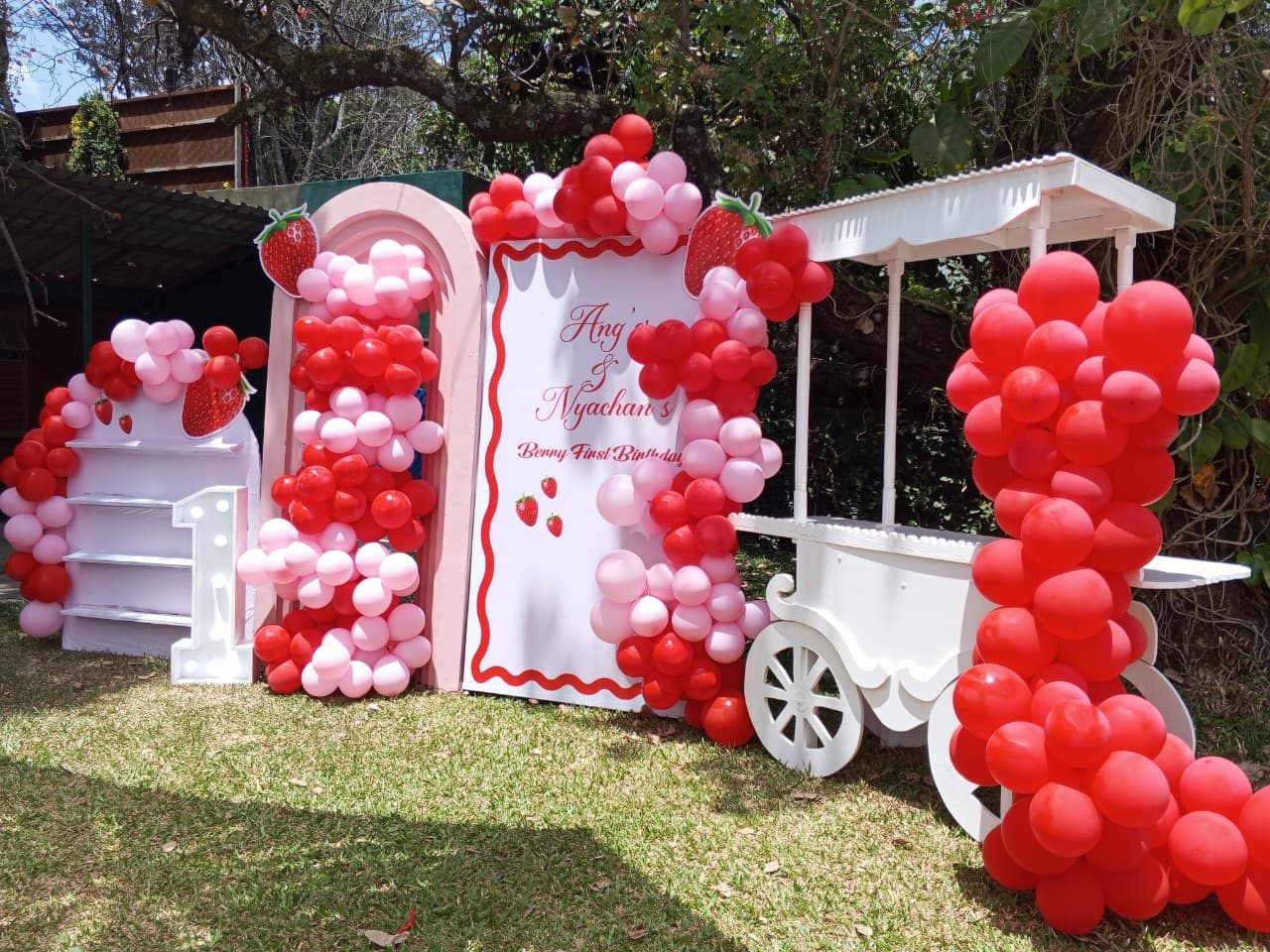 Grand Double Door Balloons Backdrop, Gift Stand and Display Table with Balloons Installation for Hire for a kids birthday party in Nairobi - view 2