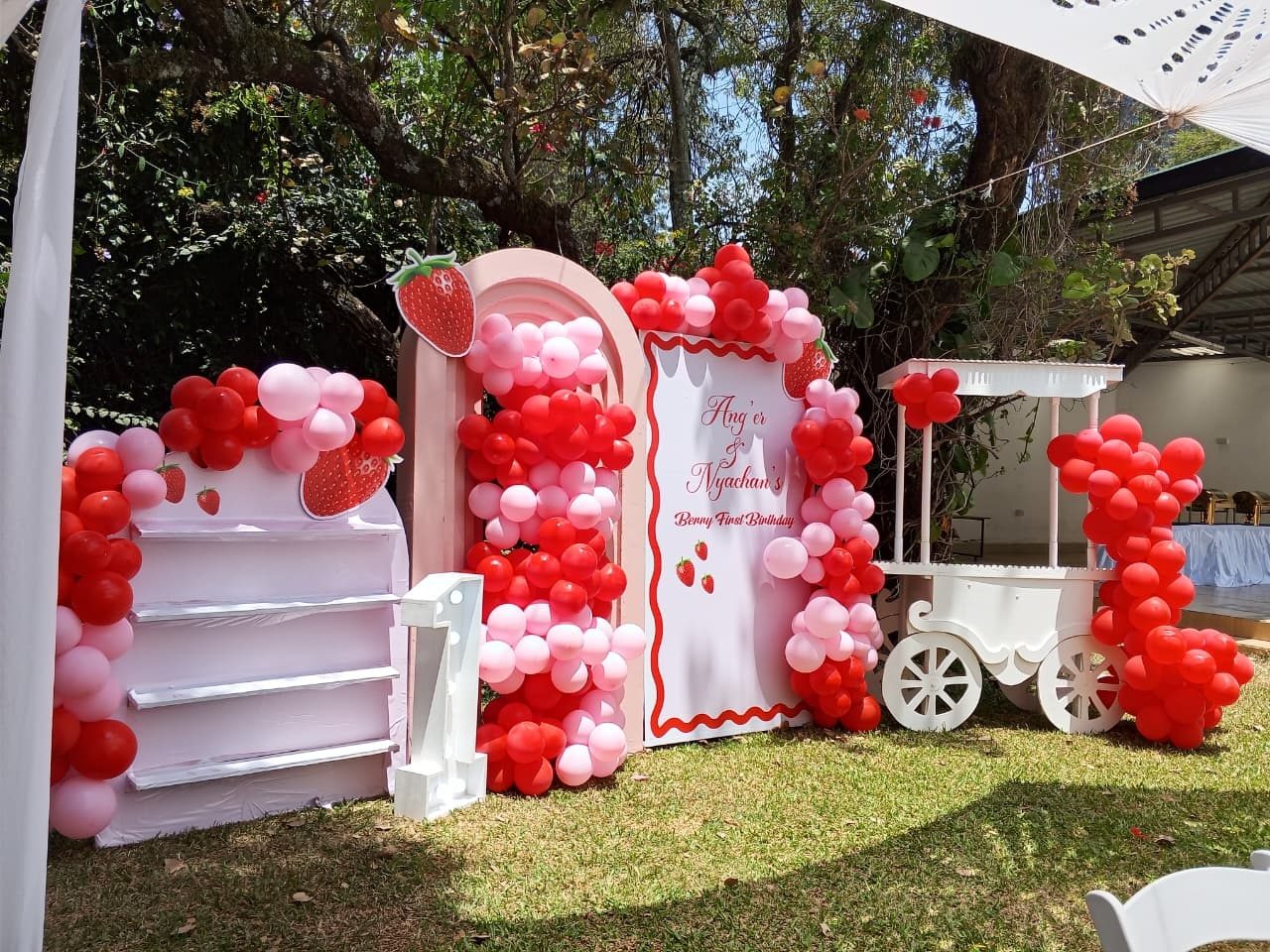 Grand Double Door Balloons Backdrop, Gift Stand and Display Table with Balloons Installation for Hire for a kids birthday party in Nairobi - view 3
