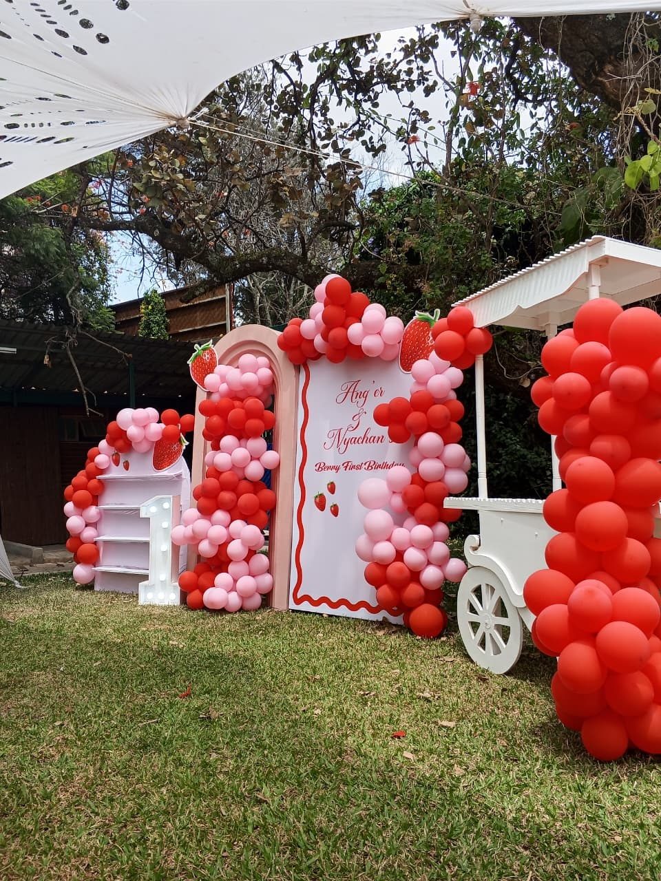 Grand Double Door Balloons Backdrop, Gift Stand and Display Table with Balloons Installation for Hire for a kids birthday party in Nairobi - view 4