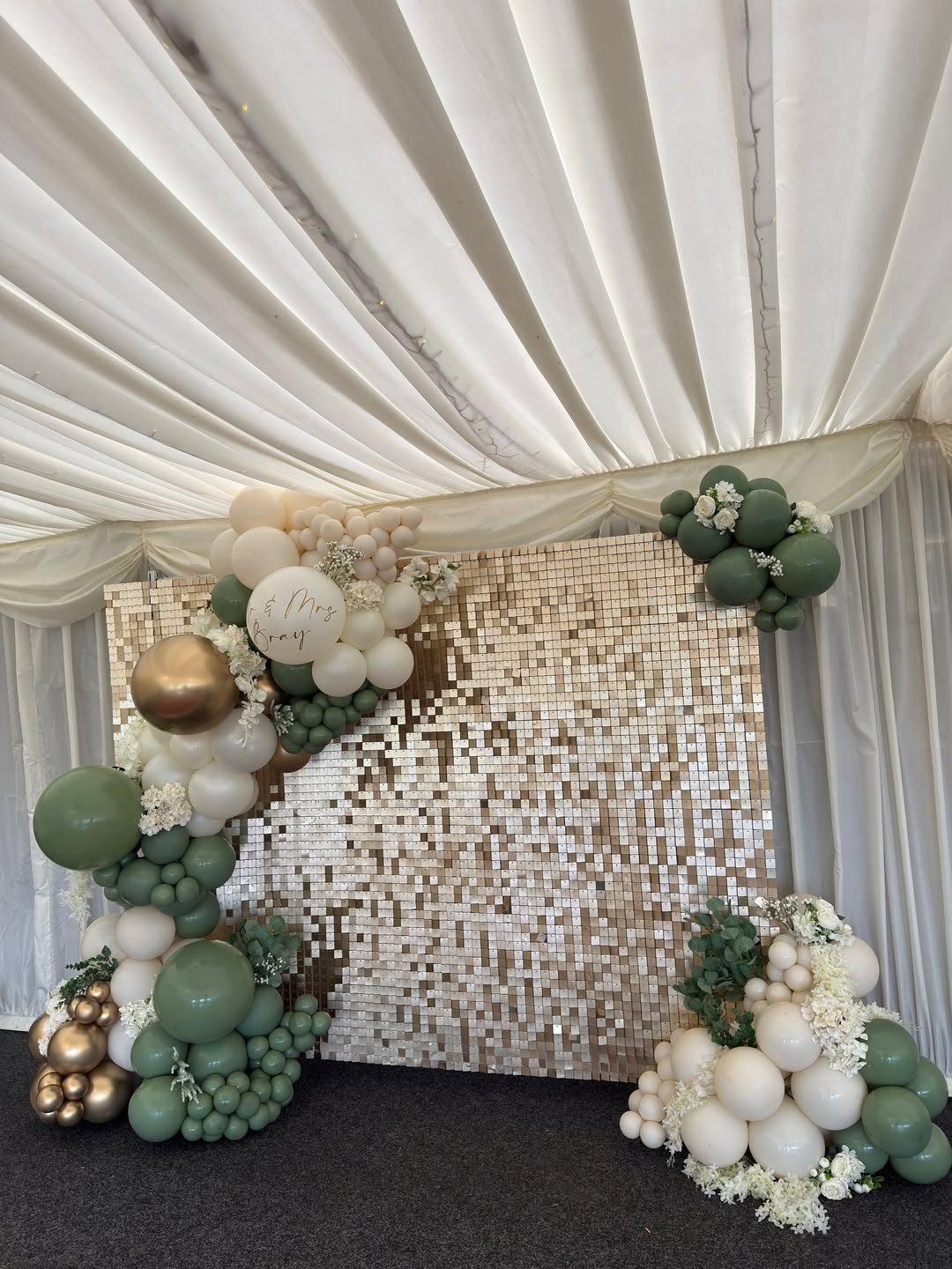 2 by 2m Shimmer Wall Backdrop and Pedestal Cake Stand for Hire for a kids birthday party in Nairobi - view 2