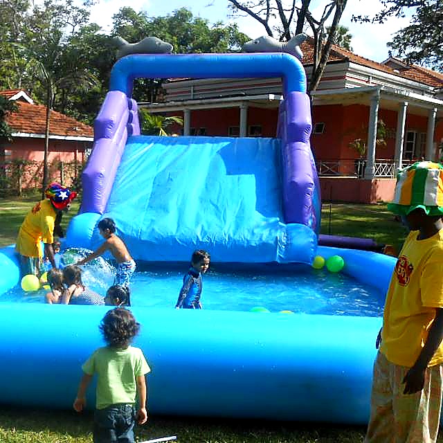 Bouncy Water Slide to Pool for Hire for hire at kids birthday party in Nairobi - view 2