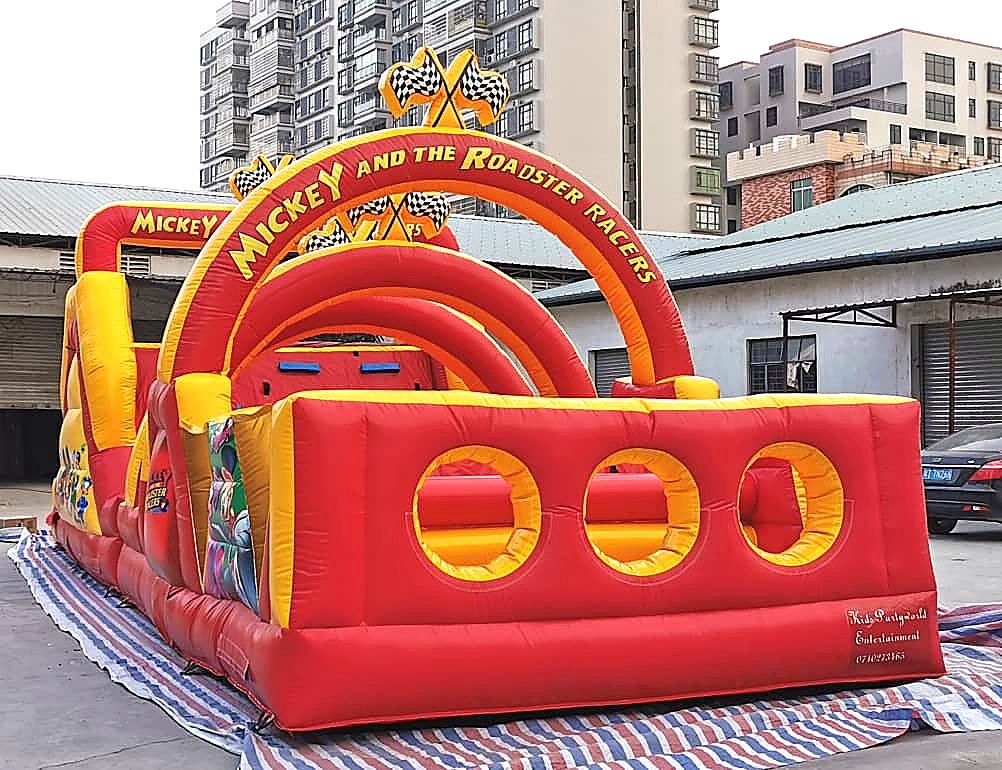 Mickey Roadster Racers Combo Castle for Hire for hire at kids birthday party in Nairobi