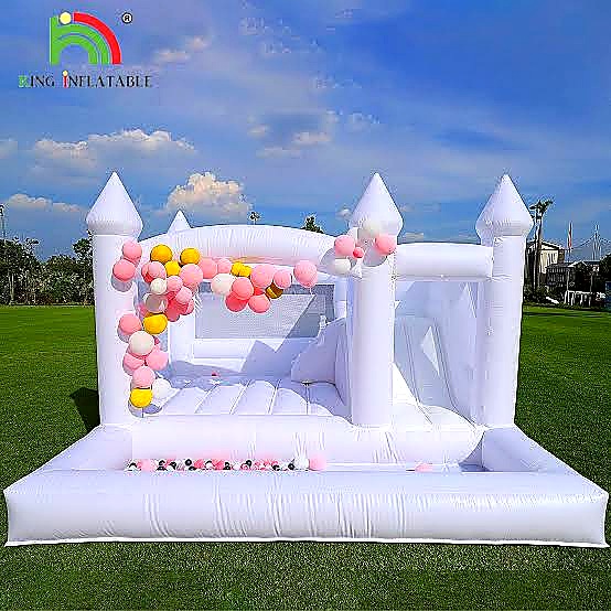 White Bouncing Castle with Balloons for Hire for hire at kids birthday party in Nairobi - view 2