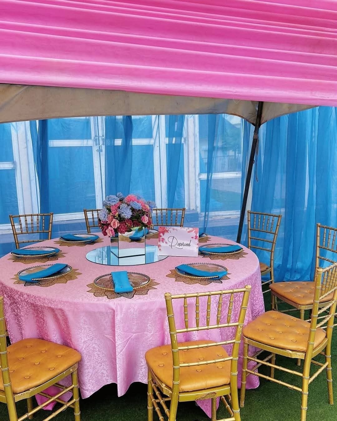 Dressed Round Table (Jacquard) for Hire for a kids birthday party in Nairobi - view 5