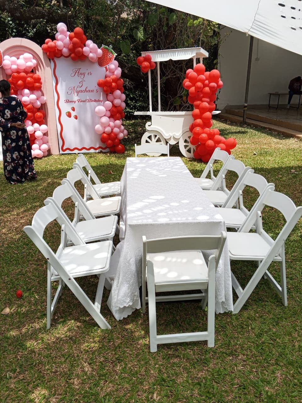 White Foldable Chairs for Hire for a kids birthday party in Nairobi - view 4