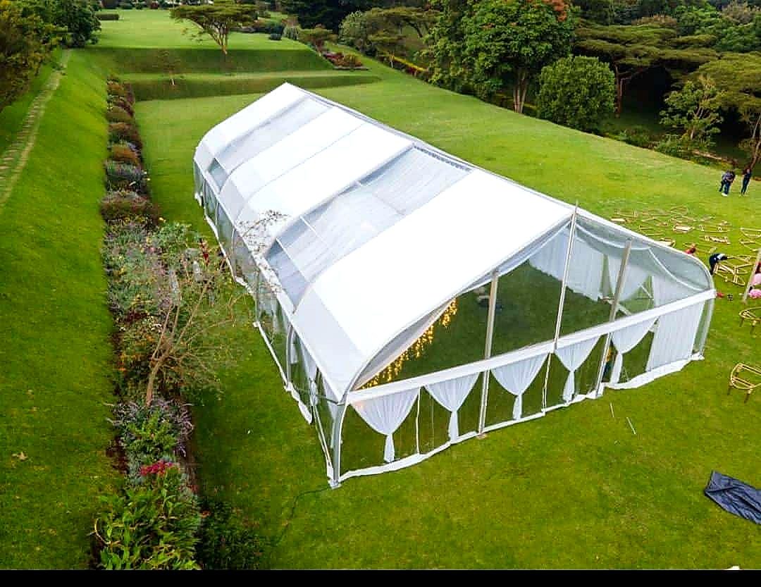 A Frame Miluxe Tent 20x5m Section for Hire – 100 Seater shading a kids birthday party in Nairobi - view 2