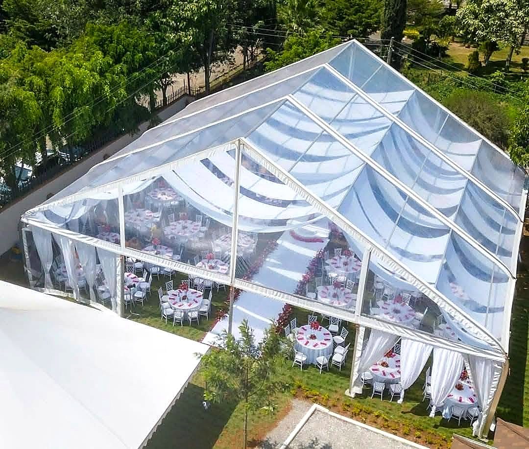 A Frame Miluxe Tent 20x5m Section for Hire – 100 Seater shading a kids birthday party in Nairobi - view 3