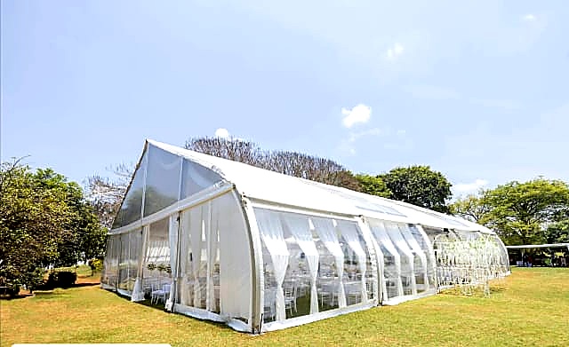 A Frame Miluxe Tent 20x5m Section for Hire – 100 Seater shading a kids birthday party in Nairobi - view 4