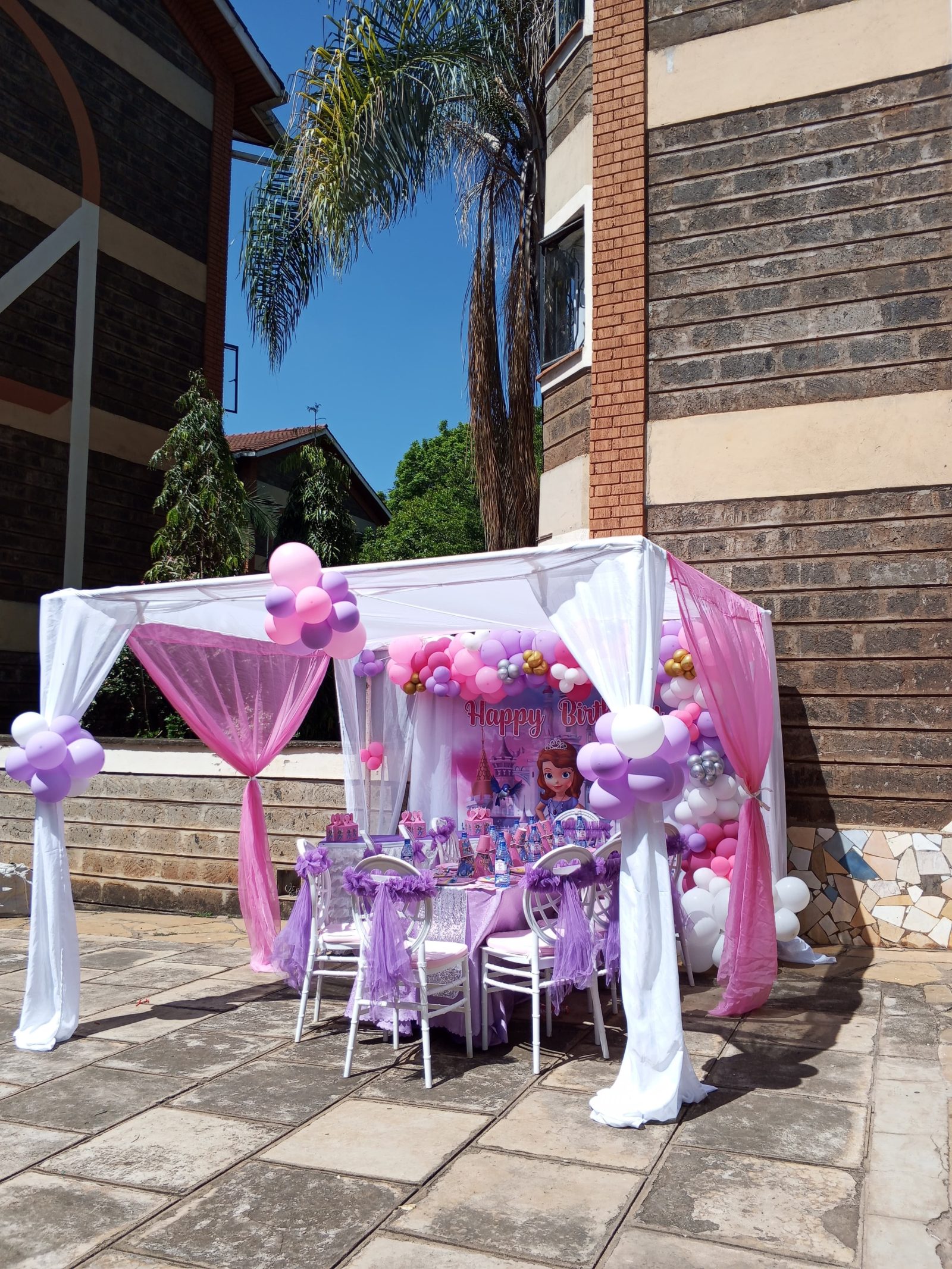 Canopy Tent 3x3m for Hire – 20 Seater shading a kids birthday party in Nairobi - view 2