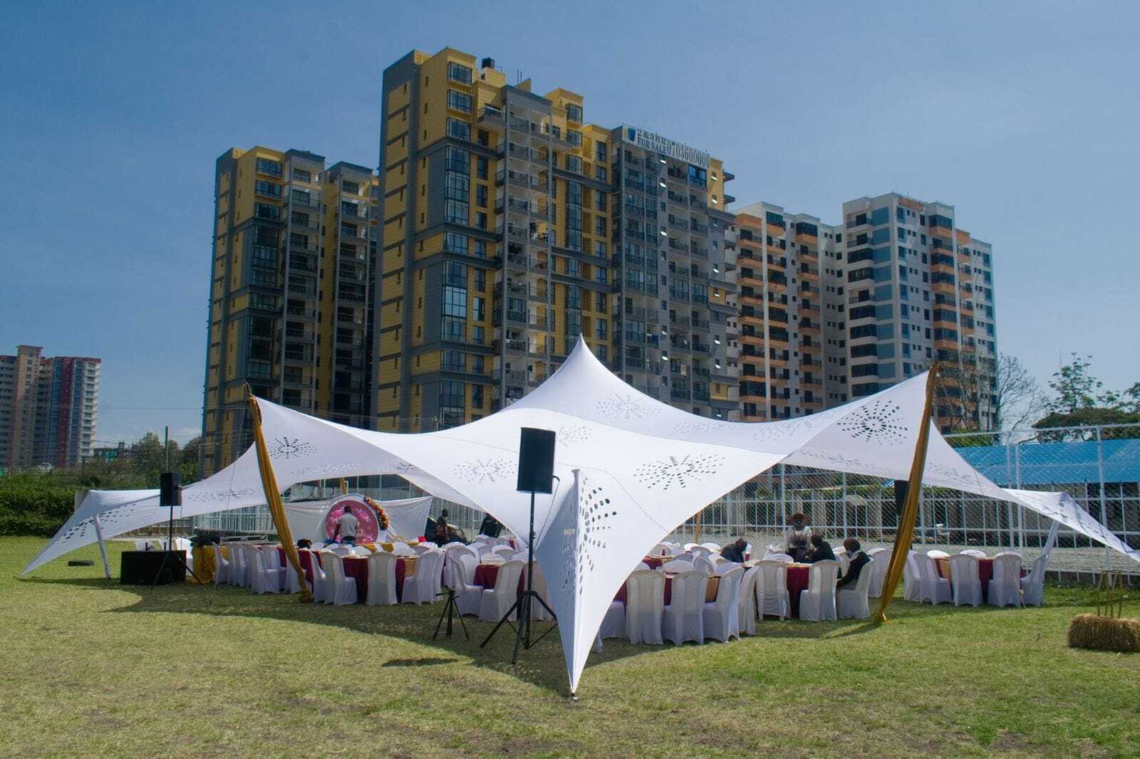 Cheese Tent 12x18m for Hire – 200 Seater shading a kids birthday party in Nairobi