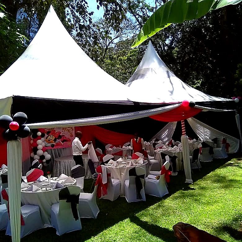 High Peak Draped Tent 6x12m for Hire – 100 Seater shading a kids birthday party in Nairobi - view 2