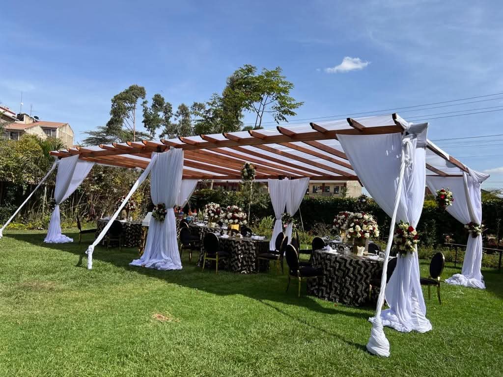 Pagola Tent 6x6m with Greeneries for Hire – 50 Seater shading a kids birthday party in Nairobi